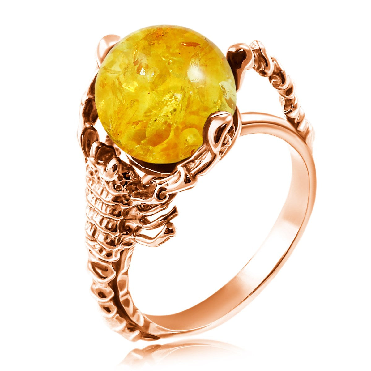 Ball Lemon Amber Silver Ring — DARVIN (Pre-Order)