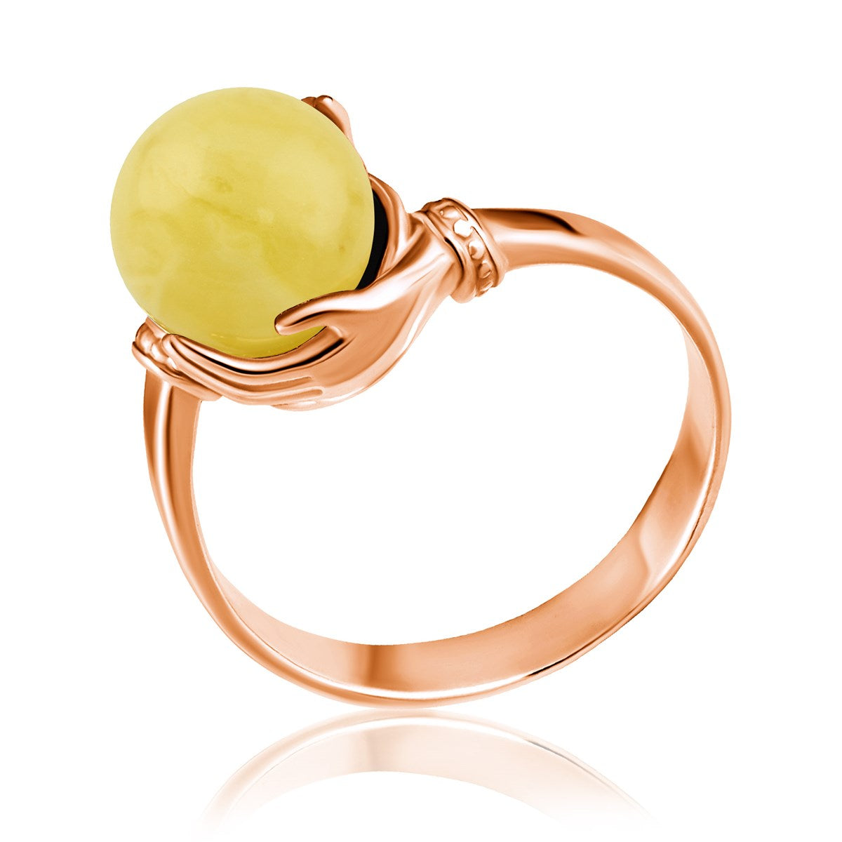 Ball White Amber Silver Ring — DARVIN (Pre-Order)