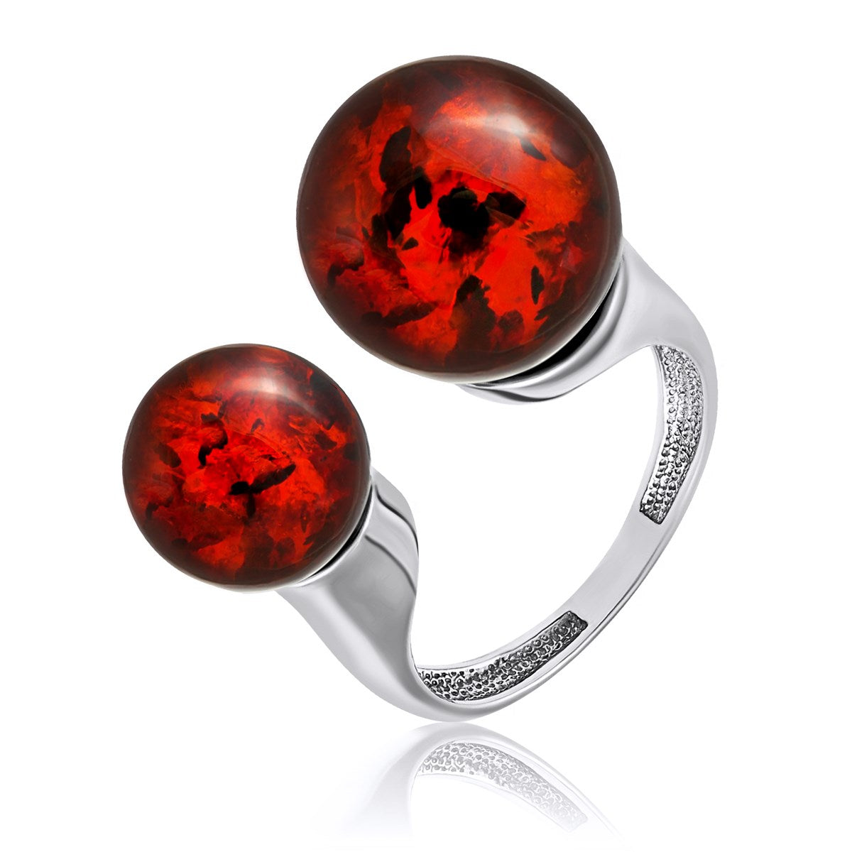 Ball Cognac Amber Silver Ring — DARVIN (Pre-Order)