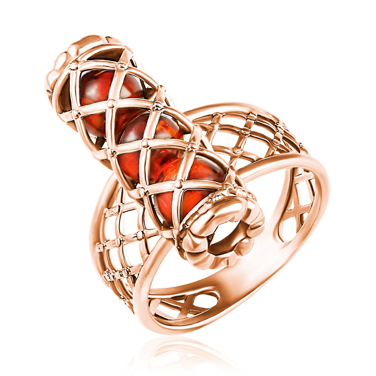 Ball Cognac Amber Silver Ring — DARVIN (Pre-Order)