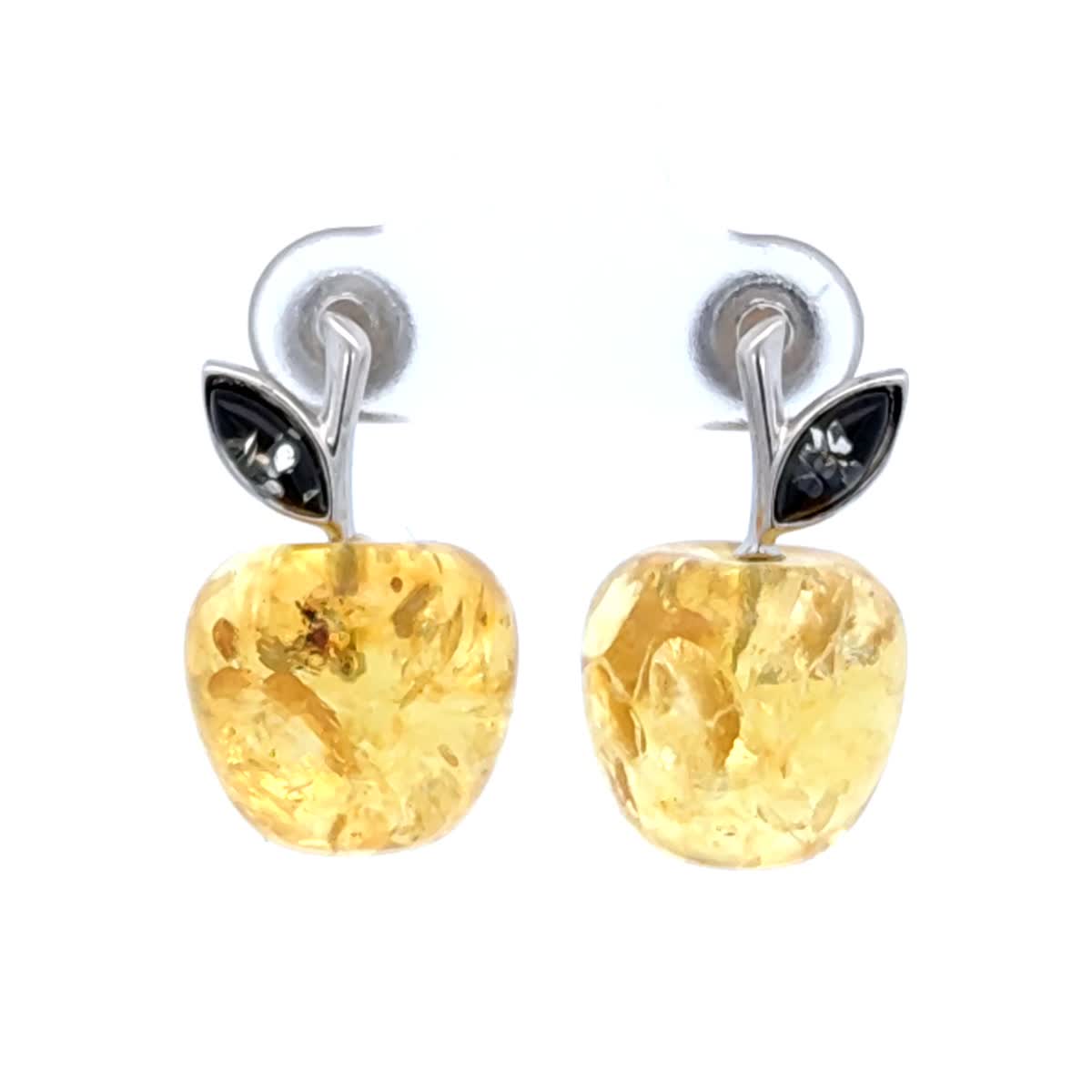 Apple Lemon Amber Silver Stud Earrings — DARVIN (Pre-Order)