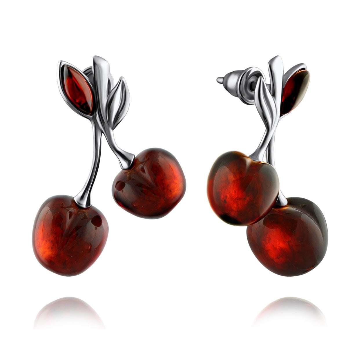 Cherry Cognac Amber Silver Stud Earrings — DARVIN (Pre-Order)