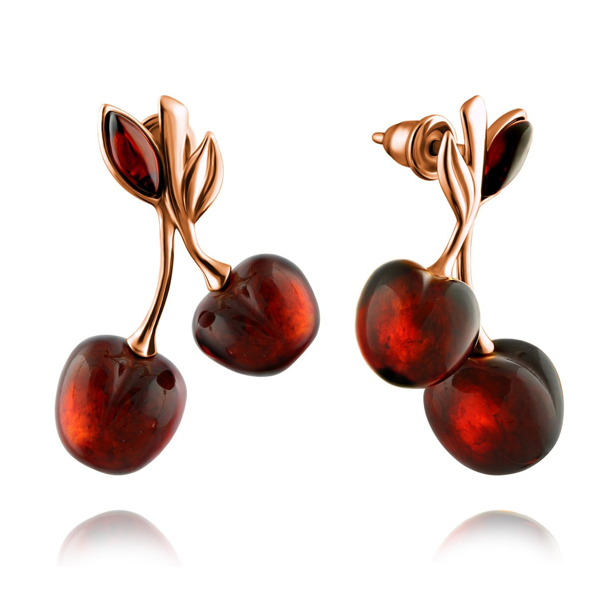 Cherry Cognac Amber Silver Stud Earrings — DARVIN (Pre-Order)