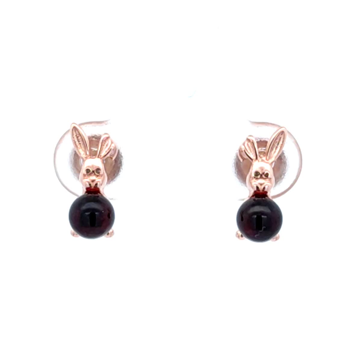 Ball Cognac Amber Silver Stud Earrings — DARVIN (Pre-Order)