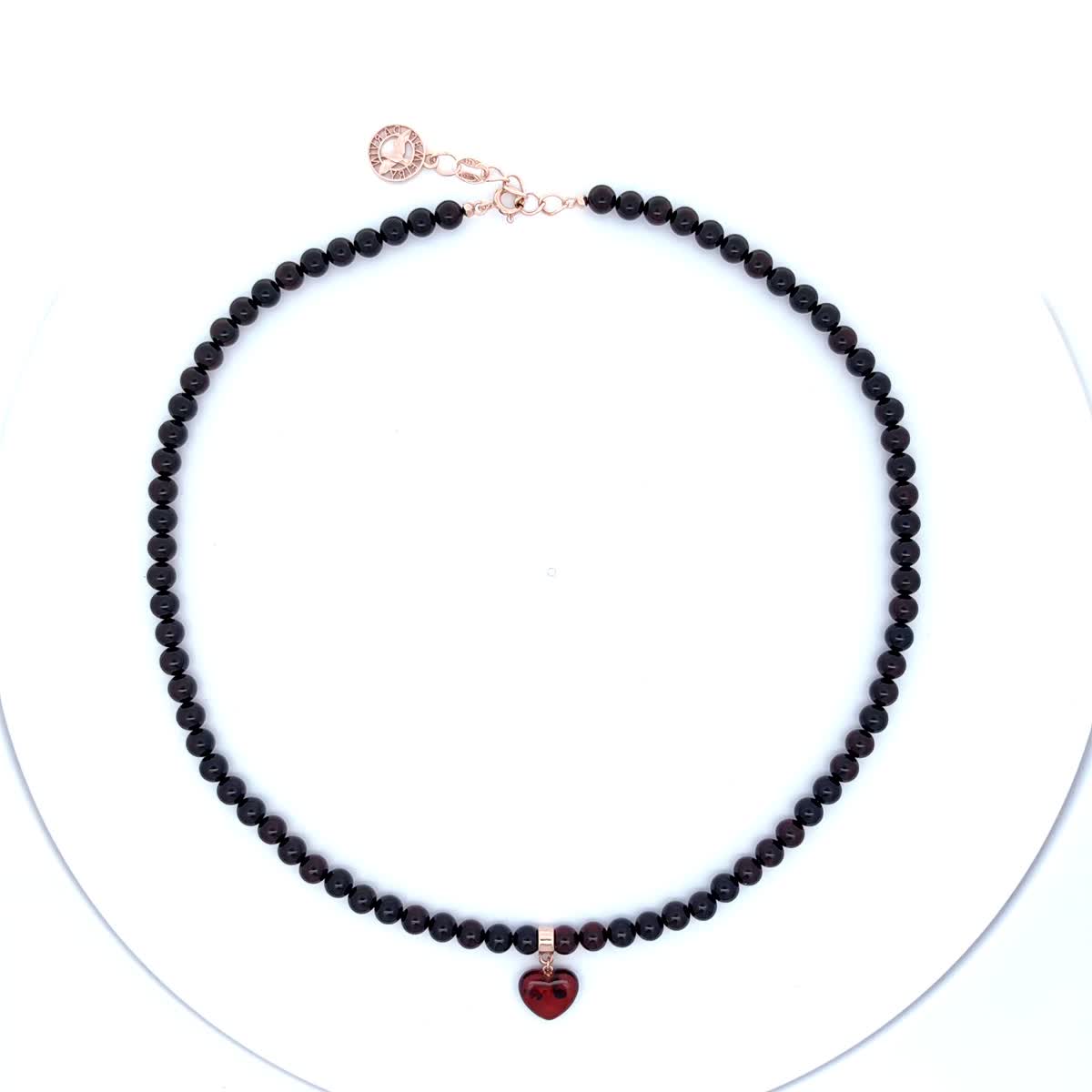Ball Cognac Amber Silver Necklace — DARVIN (Pre-Order)