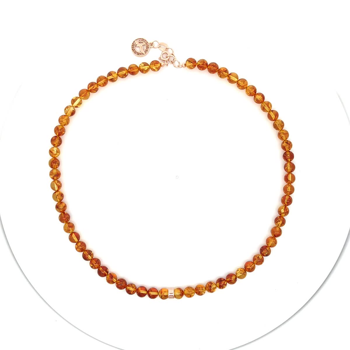 Ball Cognac Amber Silver Necklace — DARVIN (Pre-Order)
