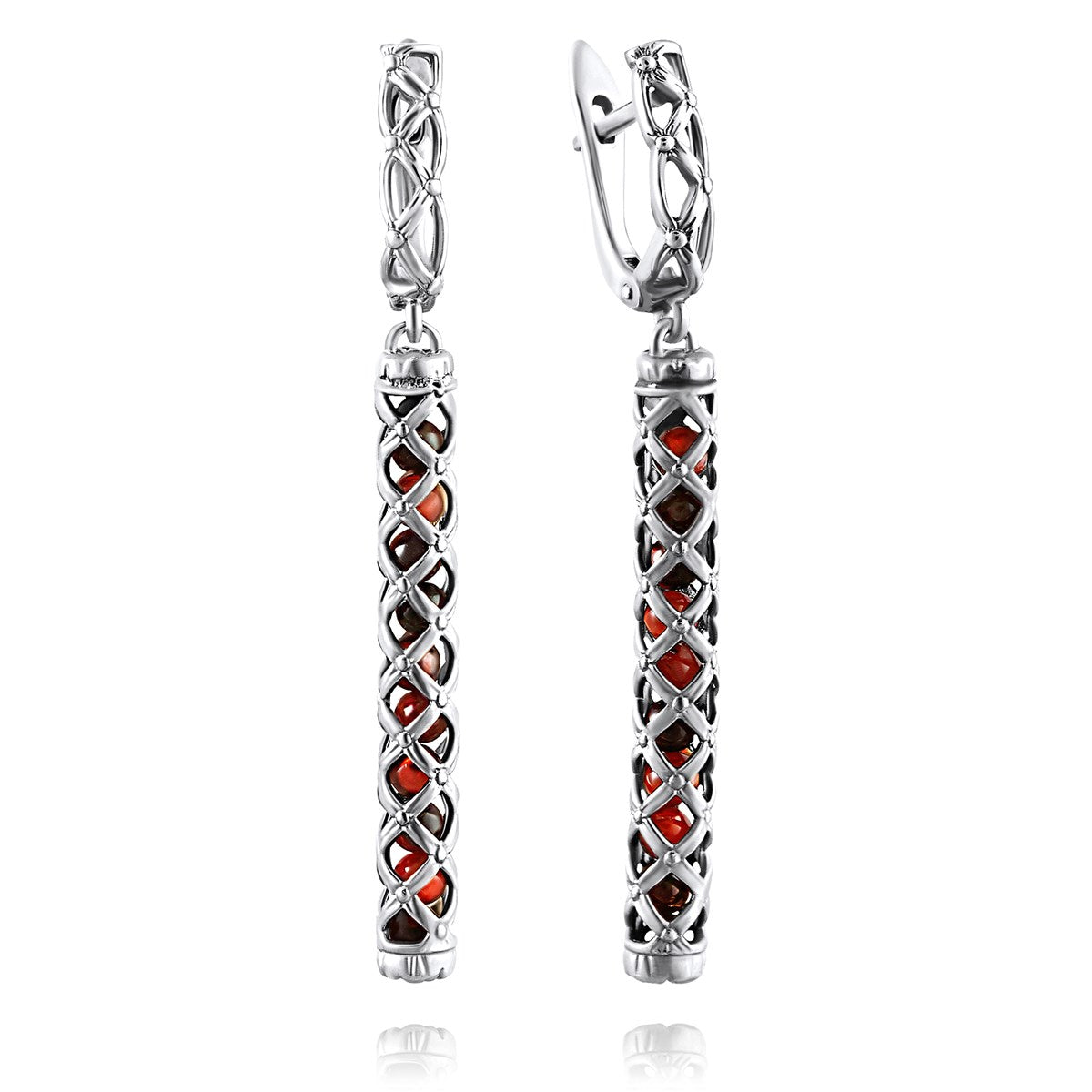 Ball Cognac Amber Silver Earrings — DARVIN (Pre-Order)