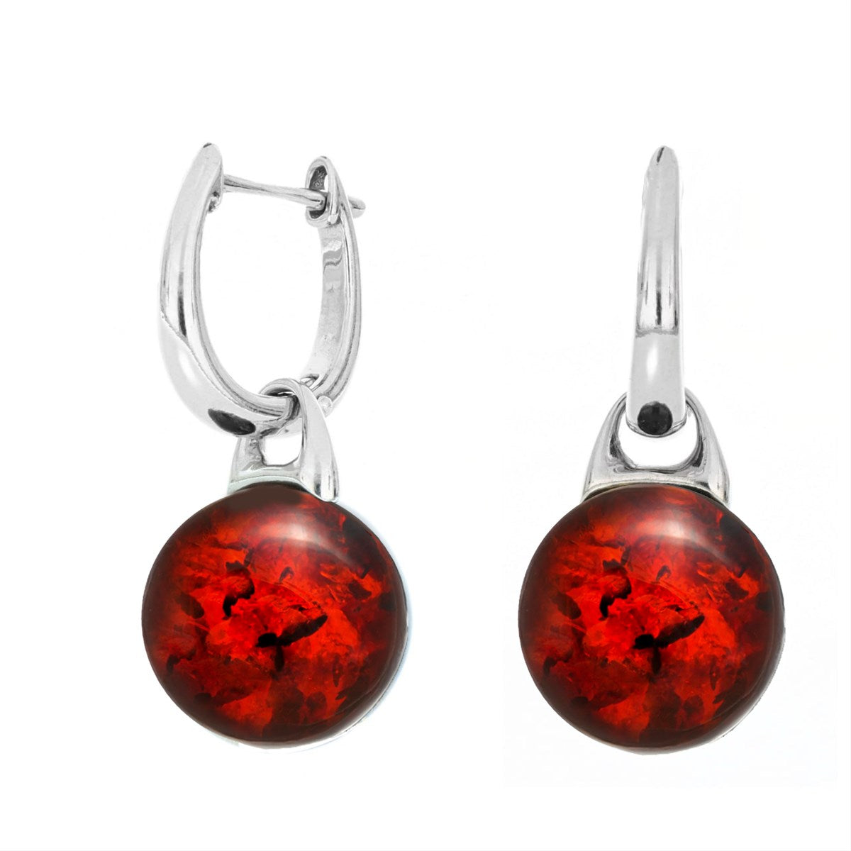 Ball Cognac Amber Silver Earrings — DARVIN