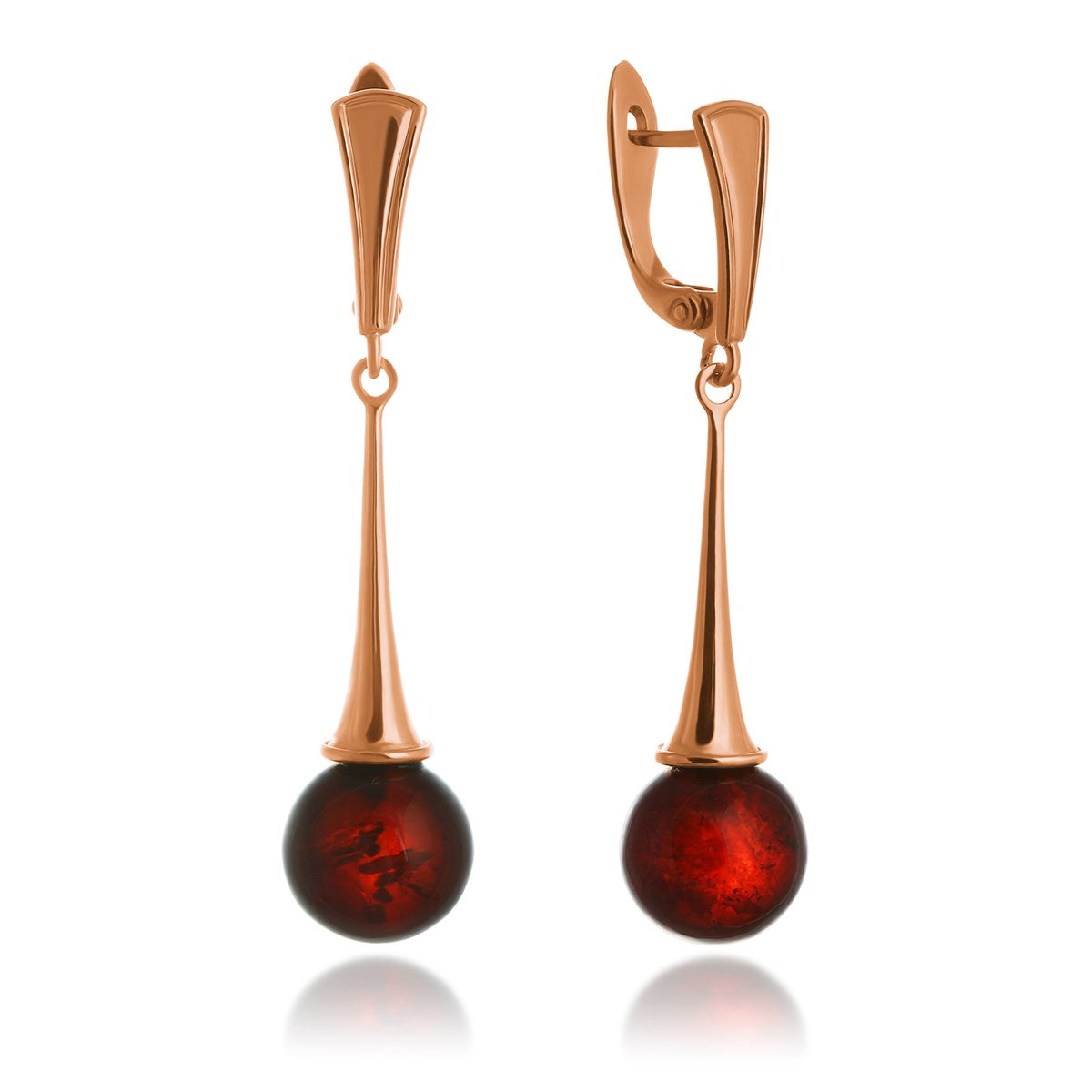 Ball Cognac Amber Silver Earrings — DARVIN (Pre-Order)