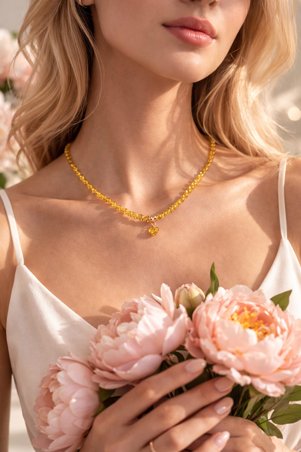 Heart Choker Necklace Baltic Amber Gold Plated Silver Clasp Darvin