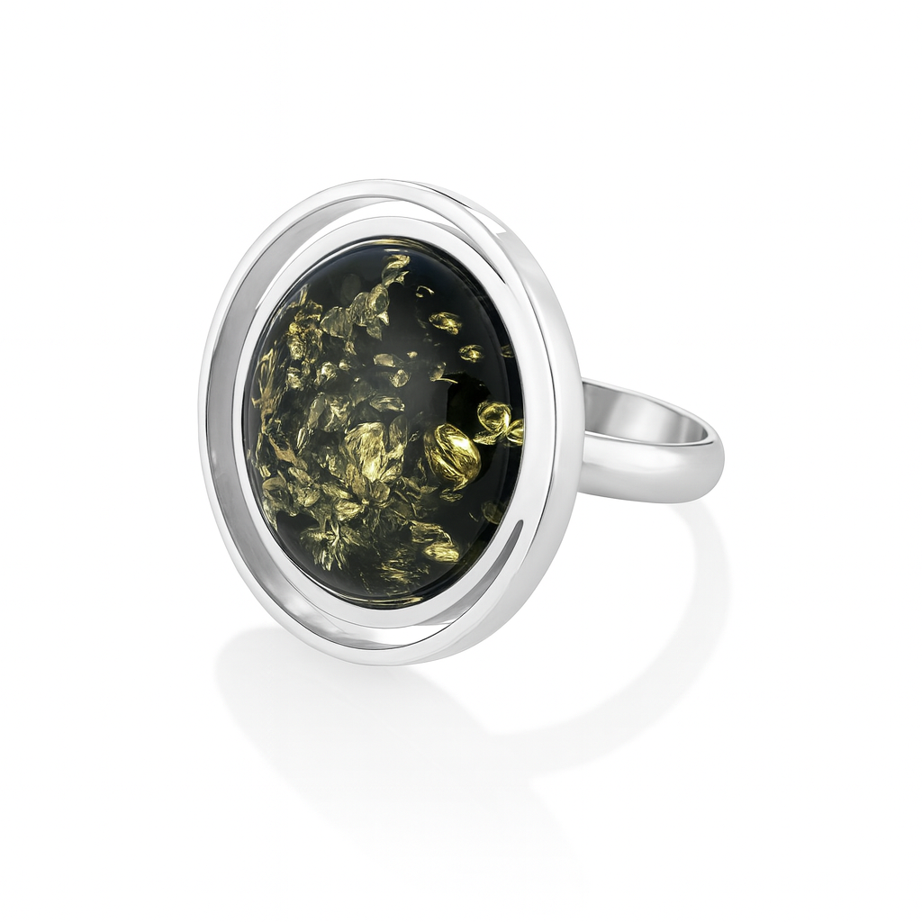 Baltic Heritage Ring – Sterling Silver & Natural Baltic Amber