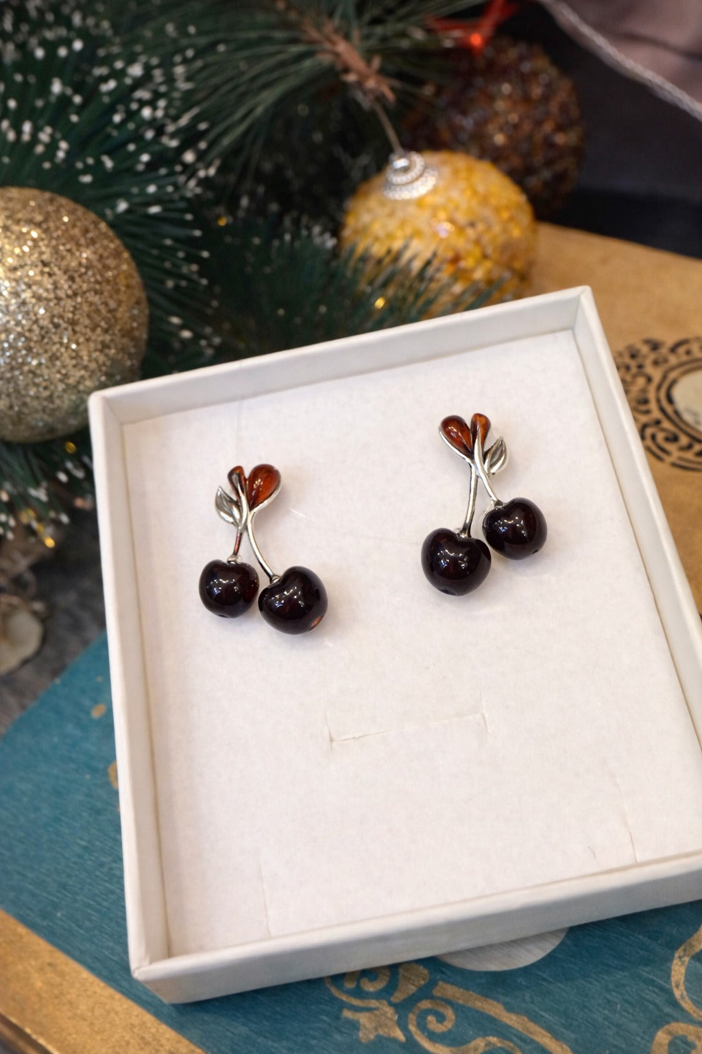 Cherry Glow Amber Earrings