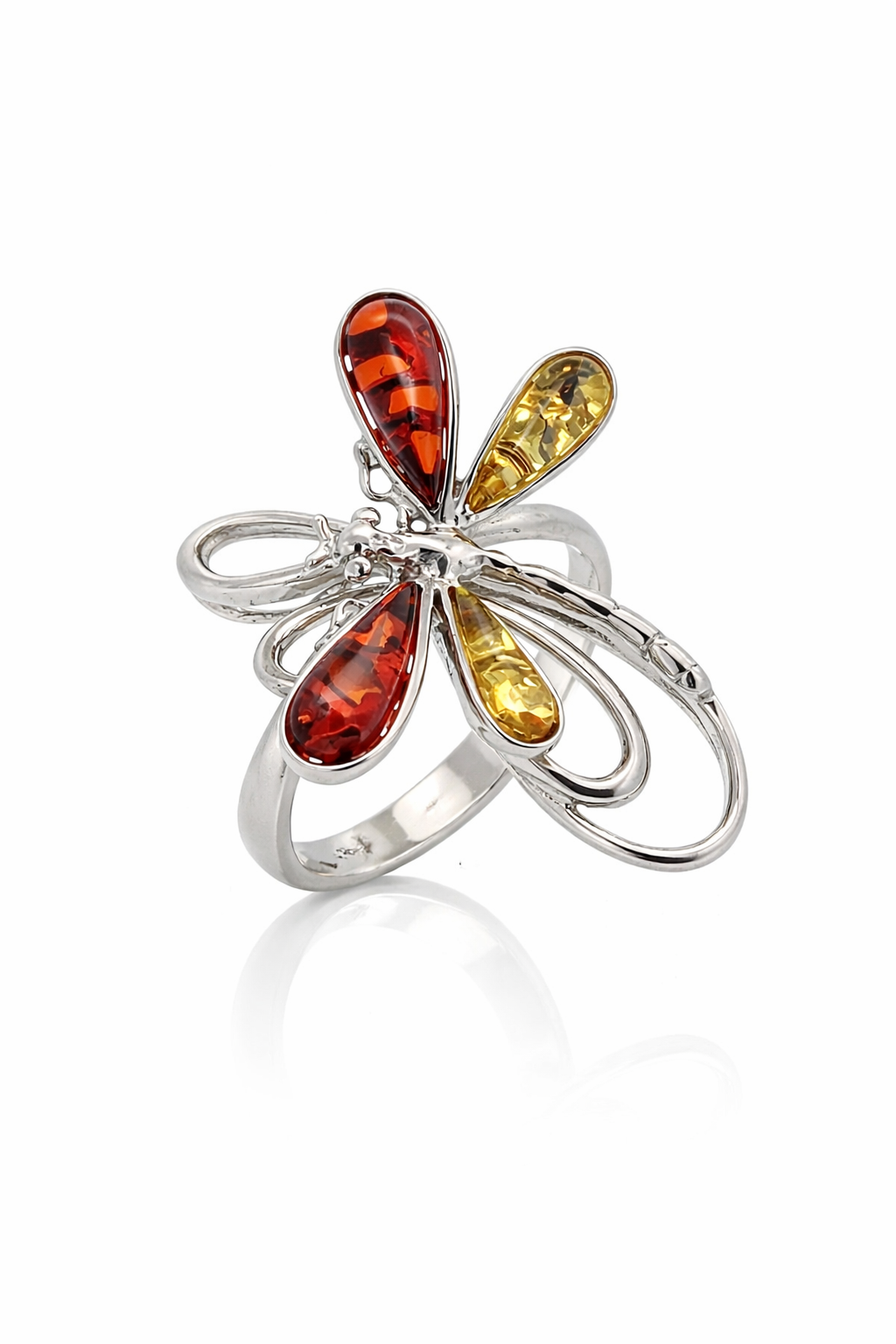 Amber Dragonfly Ring – Baltic Amber | Sterling Silver