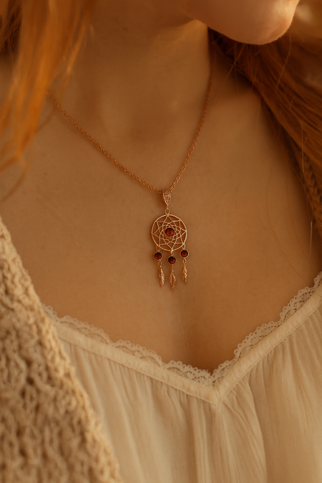 Dreamcatcher Amber Pendant
