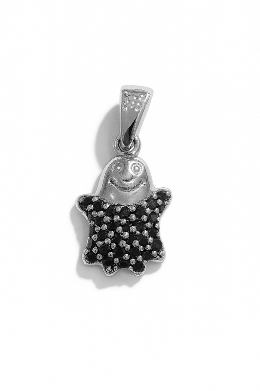 Sterling Silver Ghost Pendant with Black Zirconia
