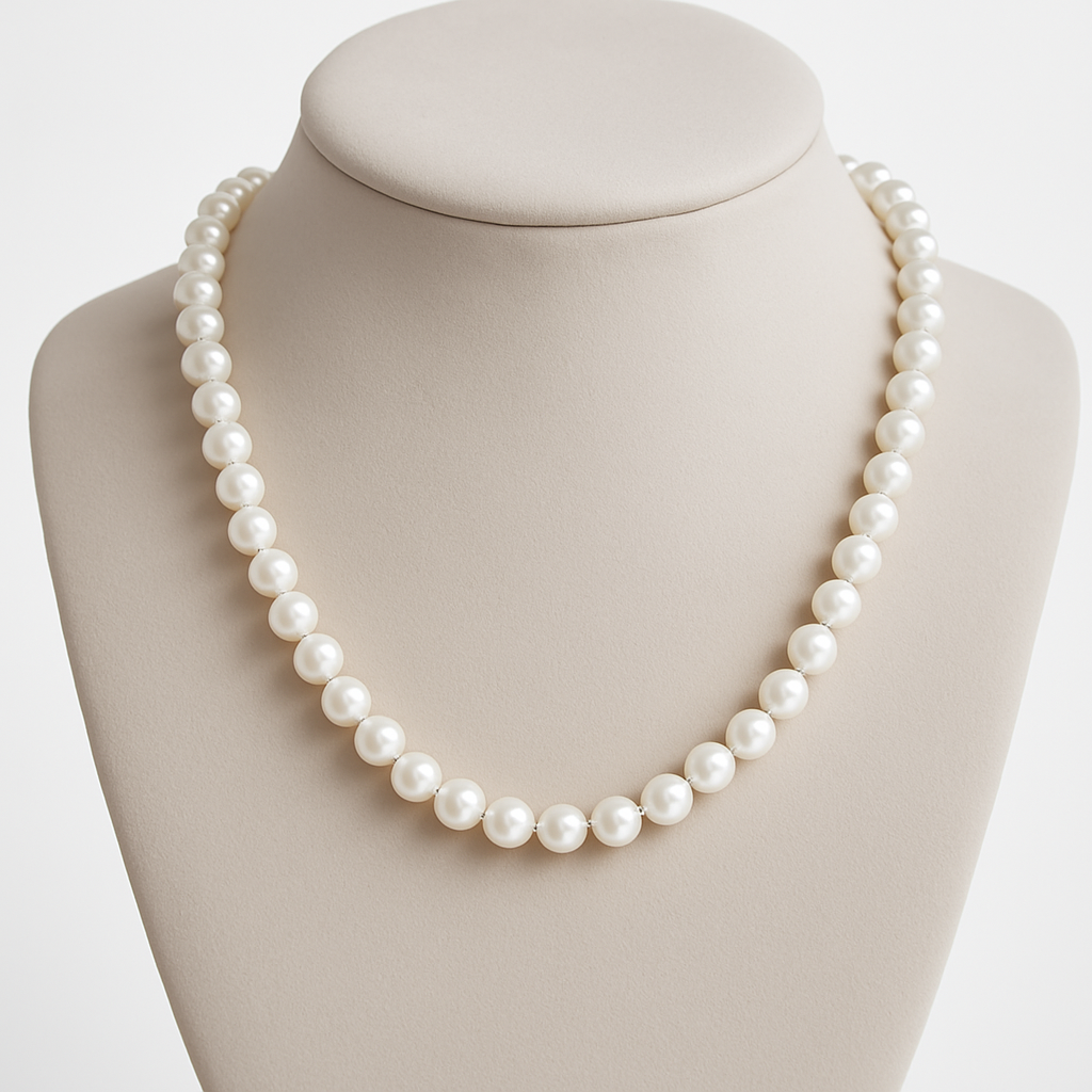Pure Elegance – White Freshwater Pearl Necklace with Sterling Silver Clasp