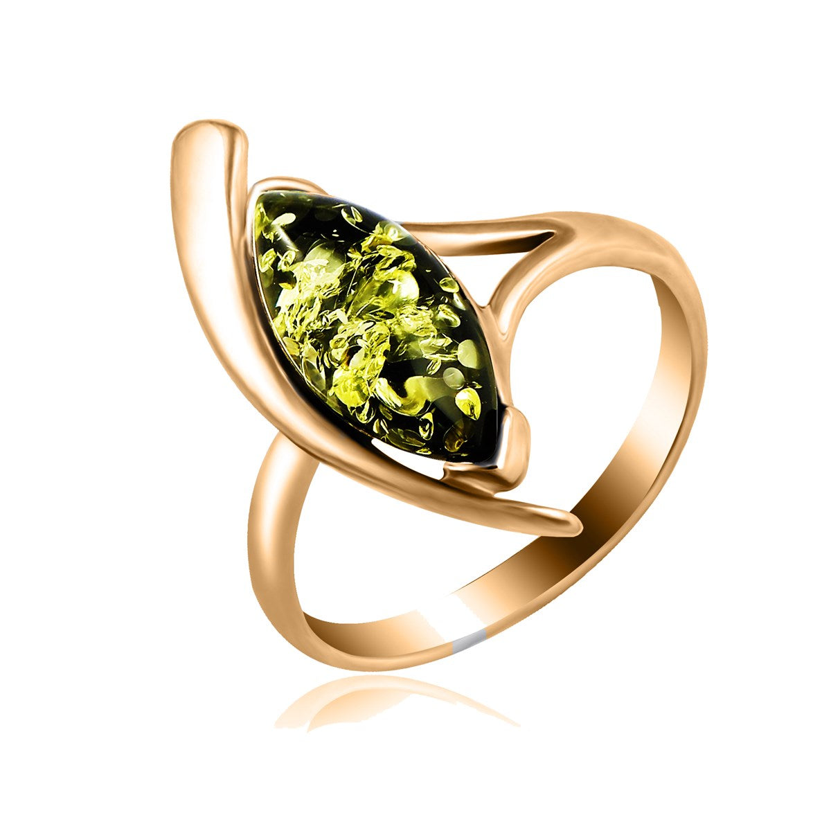 Marquise Green Amber Silver Ring — DARVIN (Pre-Order)