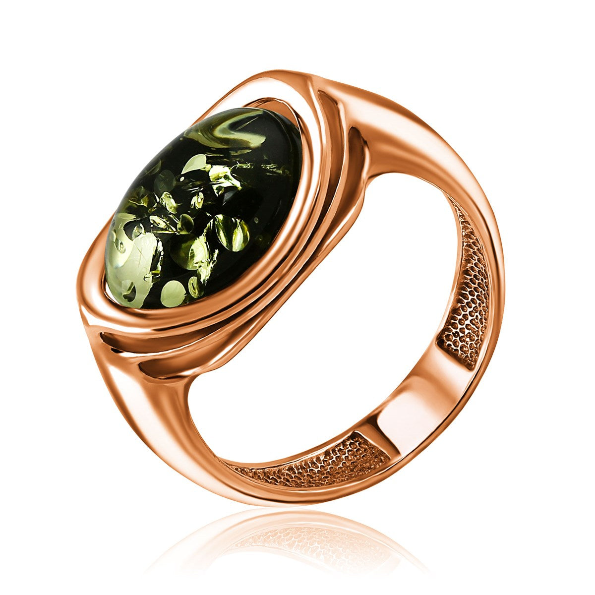 Oval Green Amber Silver Ring — DARVIN (Pre-Order)
