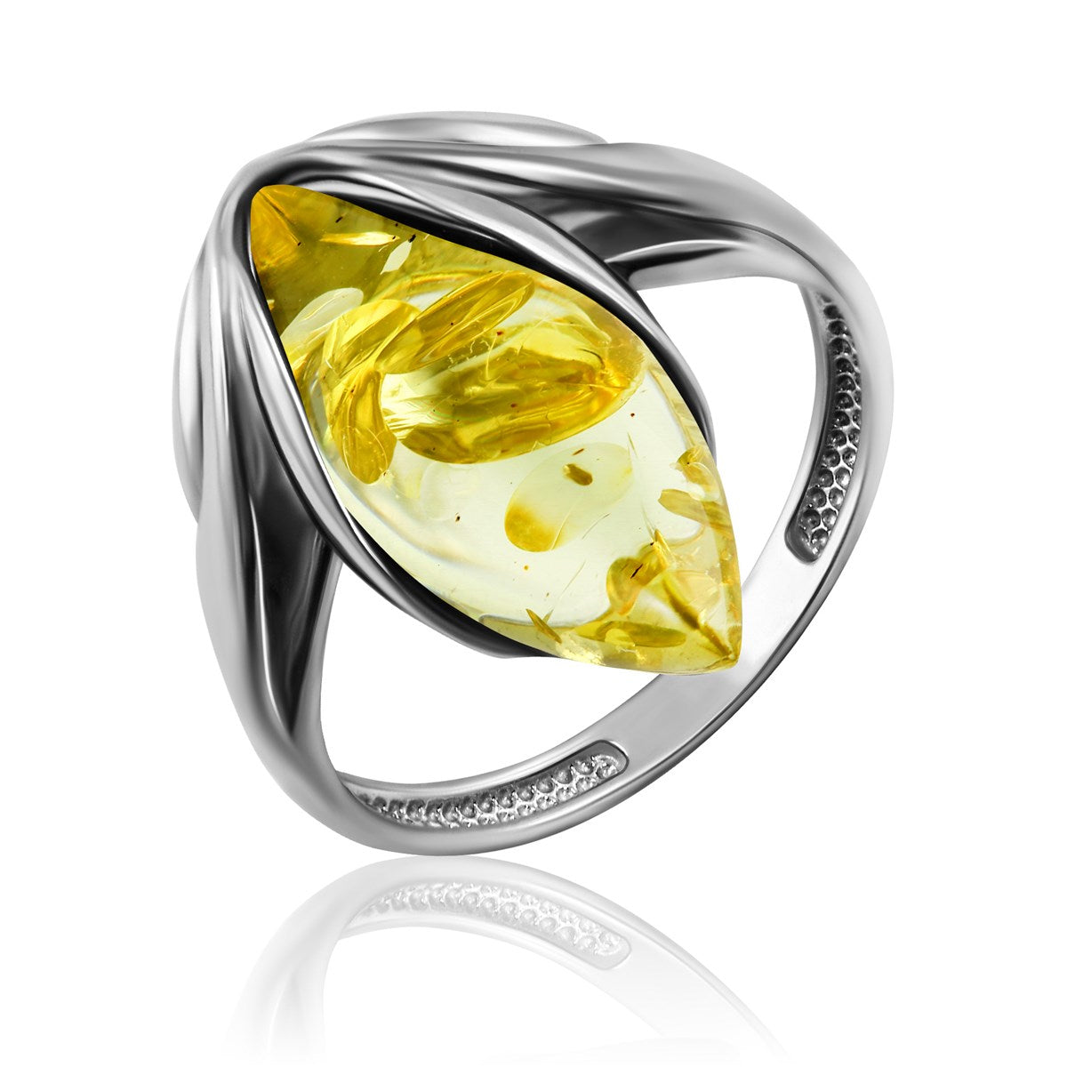 Marquise Lemon Amber Silver Ring — DARVIN (Pre-Order)