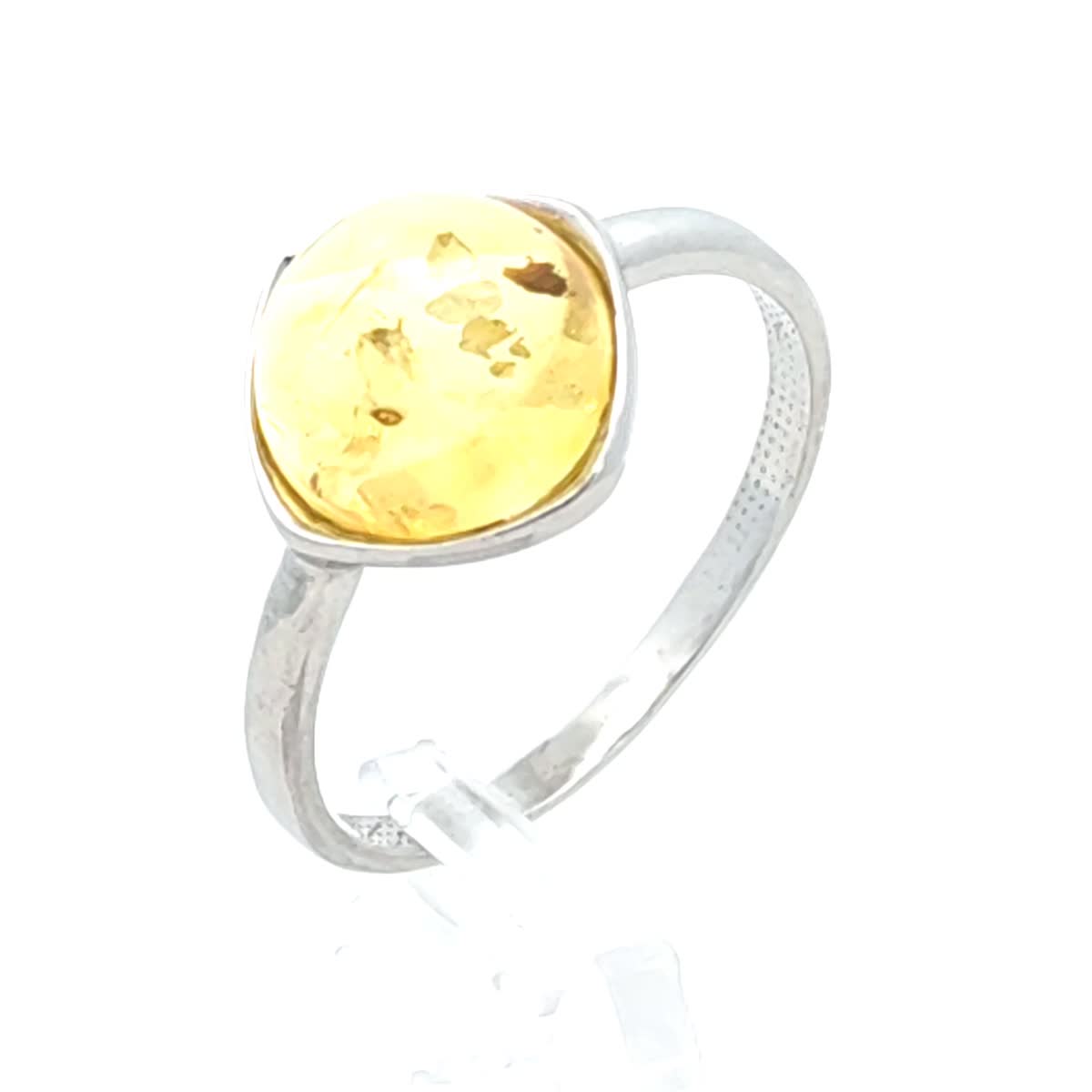 Round Lemon Amber Silver Ring — DARVIN (Pre-Order)