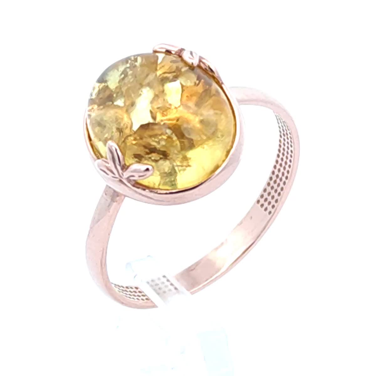 Oval Lemon Amber Silver Ring — DARVIN (Pre-Order)
