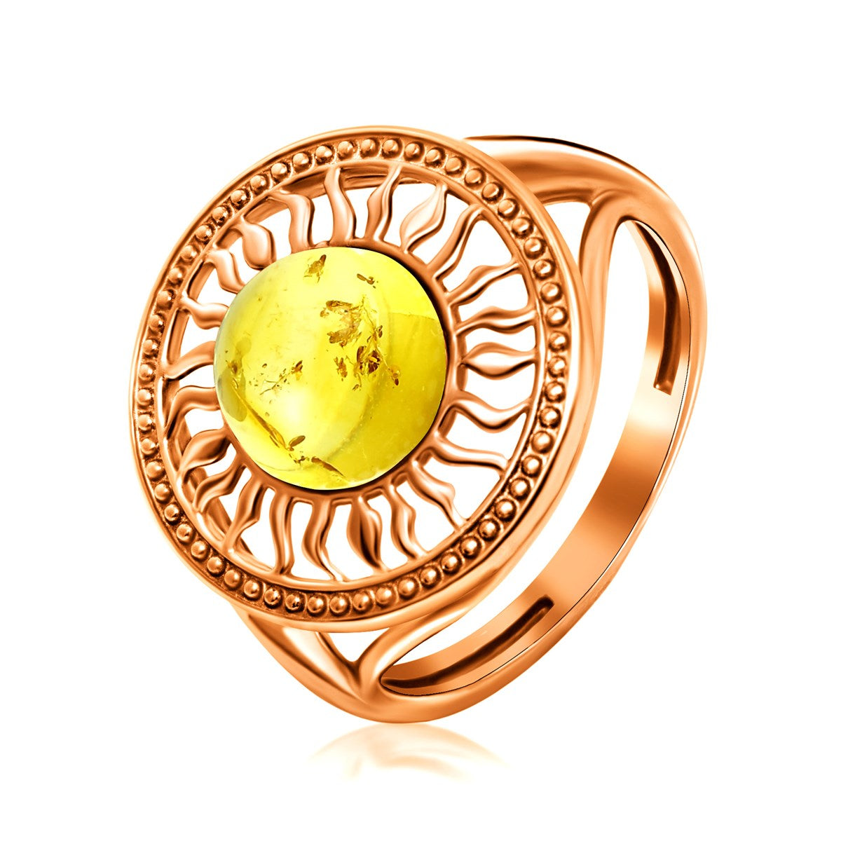 Round Lemon Amber Silver Ring — DARVIN (Pre-Order)