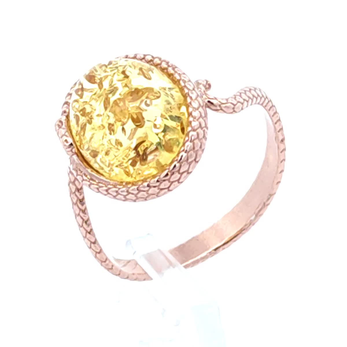 Oval Lemon Amber Silver Ring — DARVIN (Pre-Order)