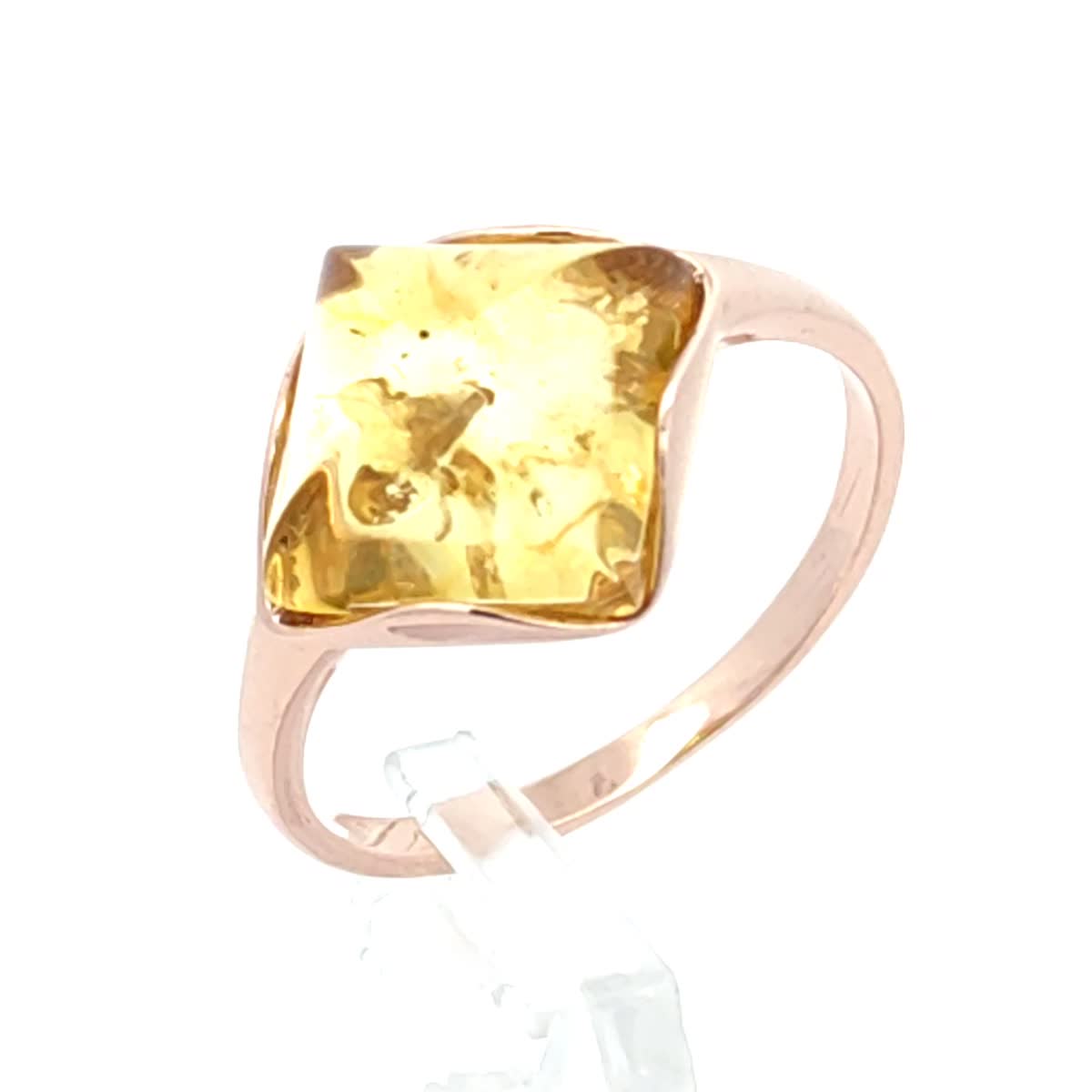 Square Lemon Amber Silver Ring — DARVIN (Pre-Order)