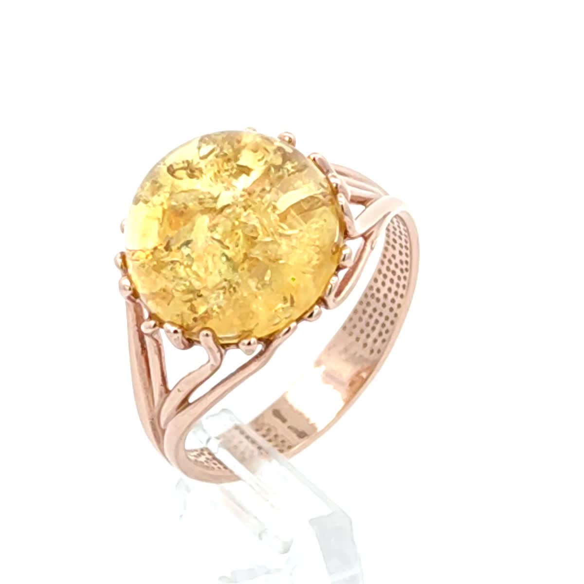 Round Lemon Amber Silver Ring — DARVIN (Pre-Order)
