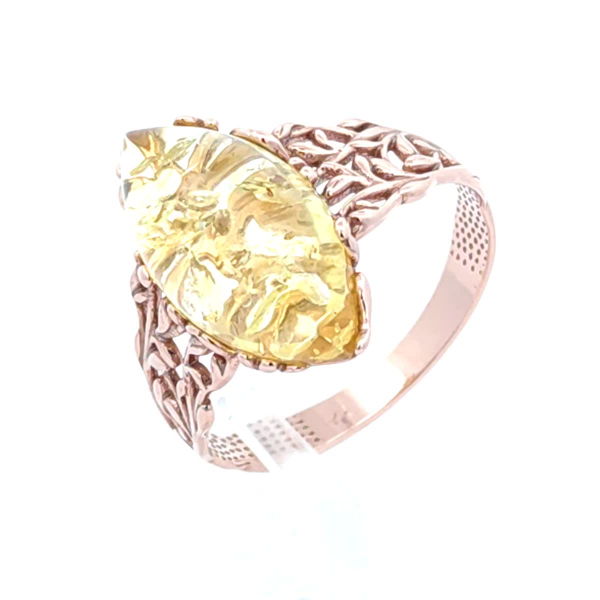 Marquise Lemon Amber Silver Ring — DARVIN (Pre-Order)
