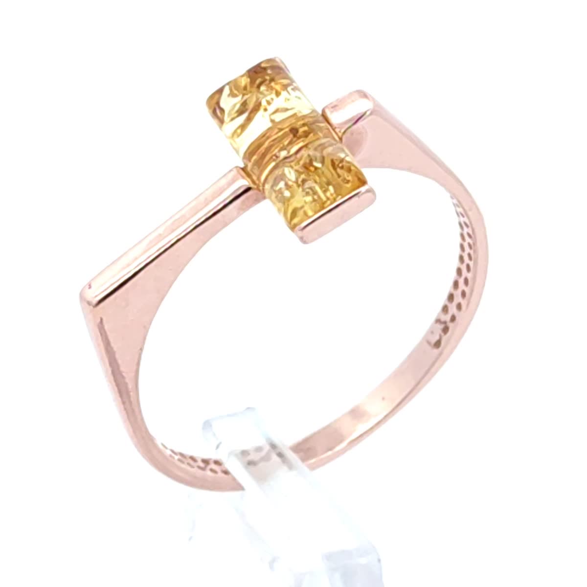 Rectangle Lemon Amber Silver Ring — DARVIN (Pre-Order)
