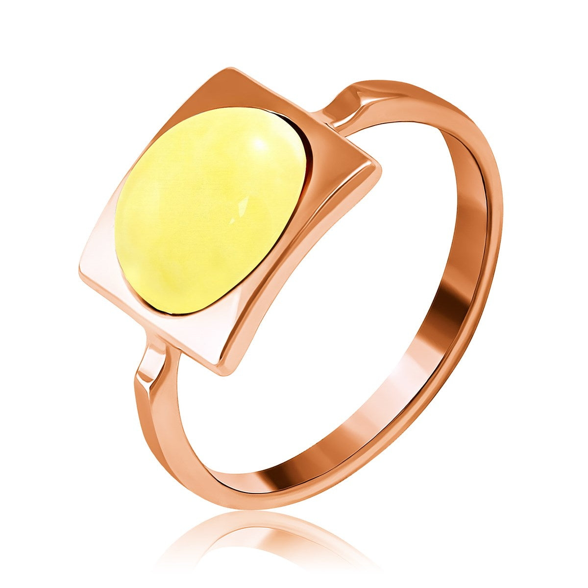 Oval White Amber Silver Ring — DARVIN (Pre-Order)
