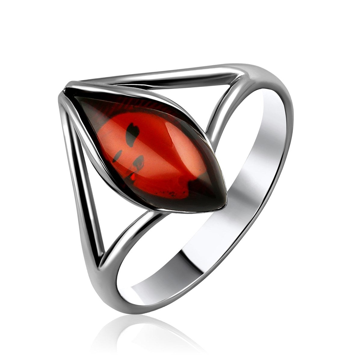 Marquise Cognac Amber Silver Ring — DARVIN (Pre-Order)