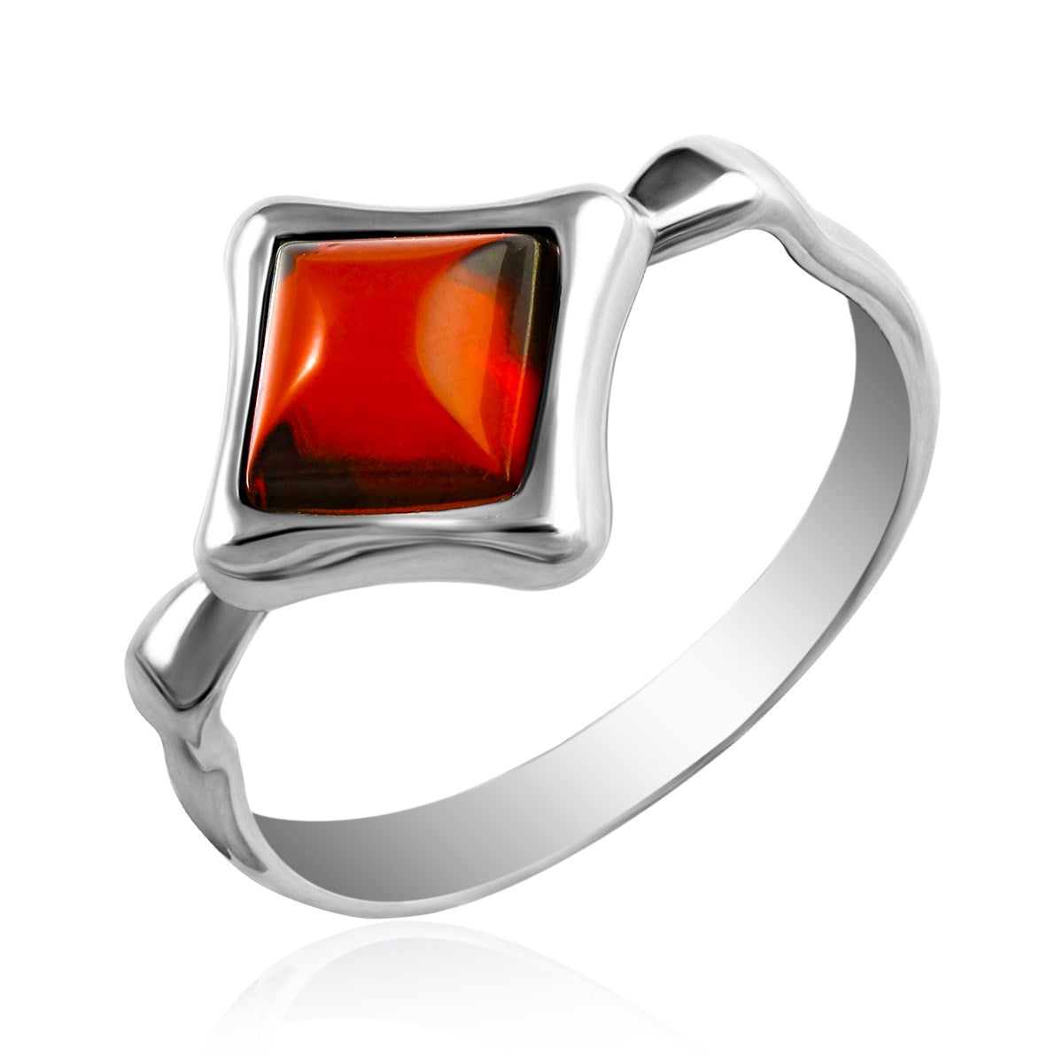 Square Cognac Amber Silver Ring — DARVIN (Pre-Order)