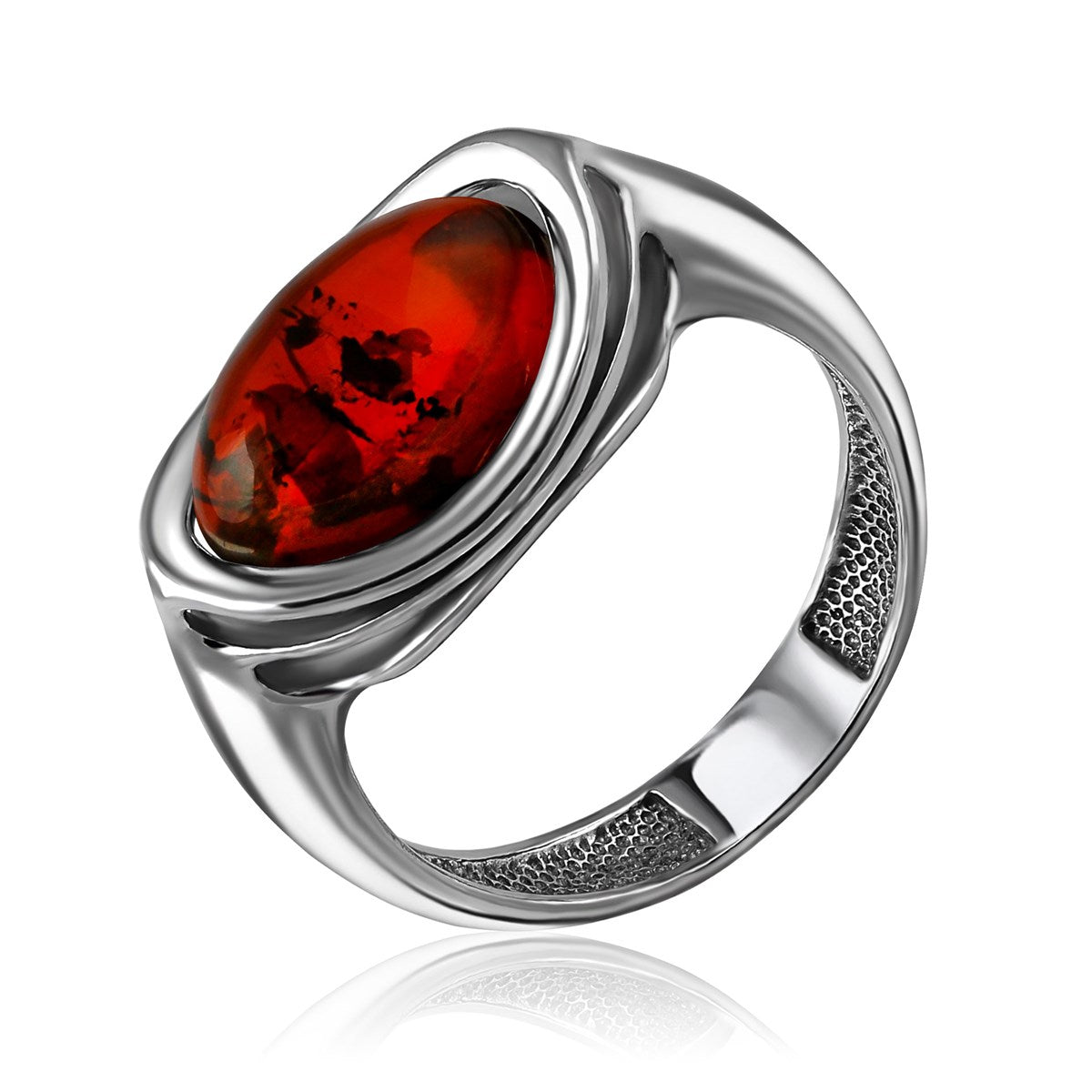 Oval Cognac Amber Silver Ring — DARVIN (Pre-Order)
