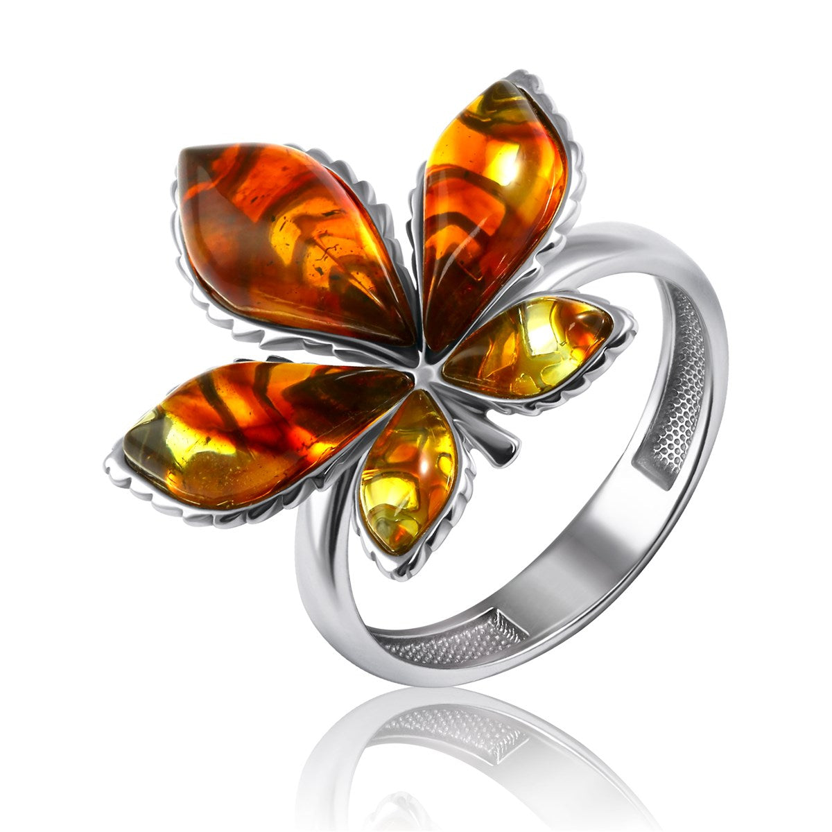 Chestnut Cognac Amber Silver Ring — DARVIN