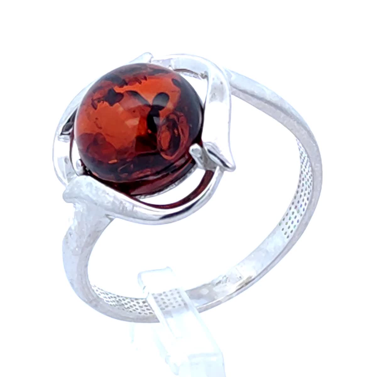 Round Cognac Amber Silver Ring — DARVIN (Pre-Order)