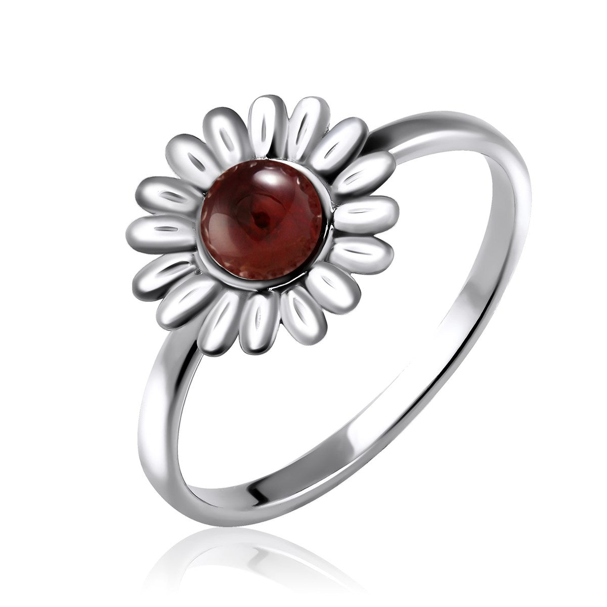 Round Cognac Amber Silver Ring — DARVIN (Pre-Order)