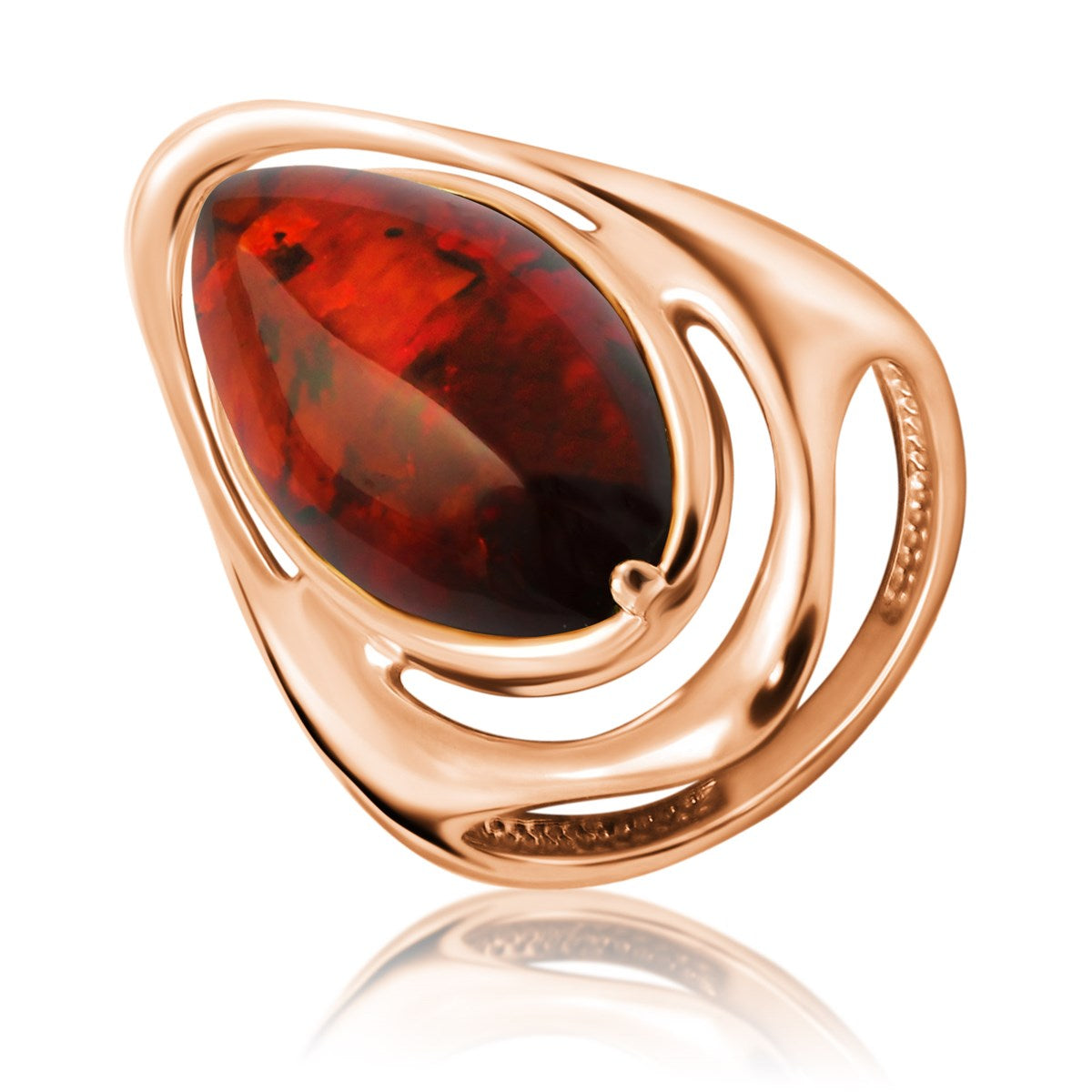 Oval Cognac Amber Silver Ring — DARVIN