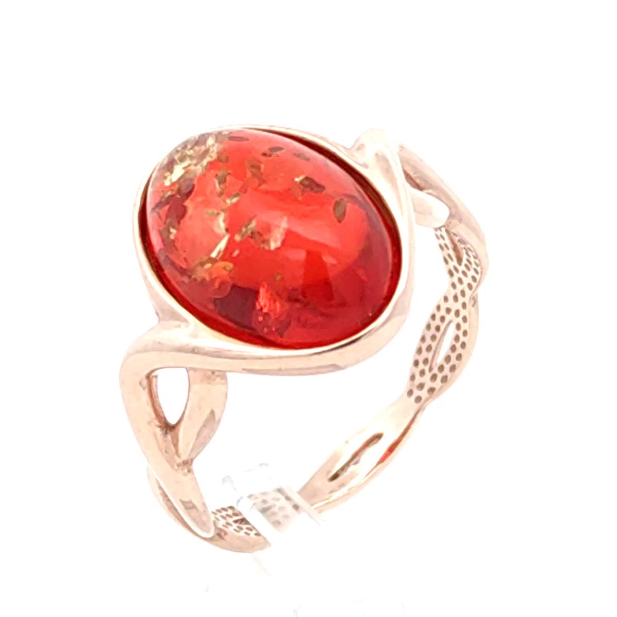 Oval Ruby Red Amber Silver Ring — DARVIN (Pre-Order)