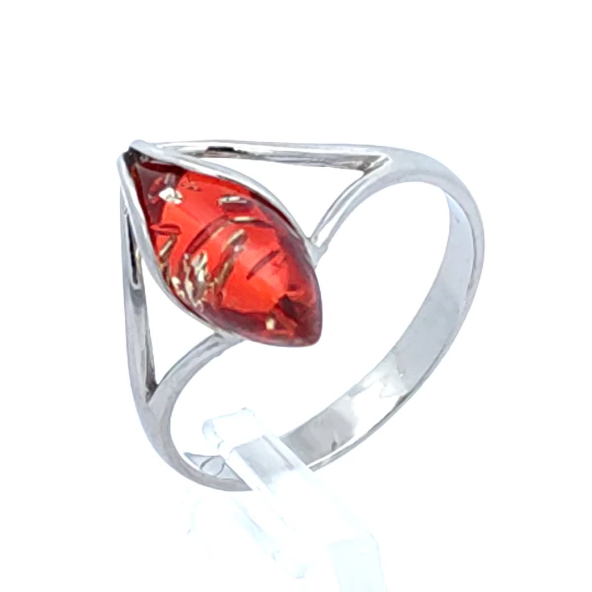 Marquise Ruby Red Amber Silver Ring — DARVIN (Pre-Order)