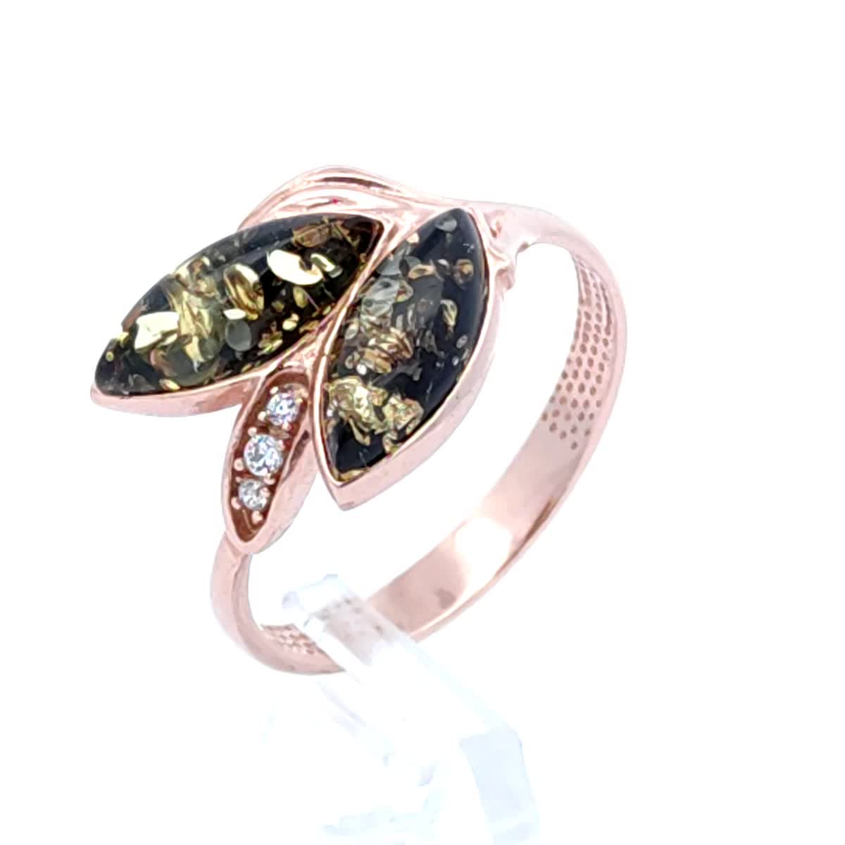 Marquise Green, Colorless Amber Silver Ring — DARVIN (Pre-Order)