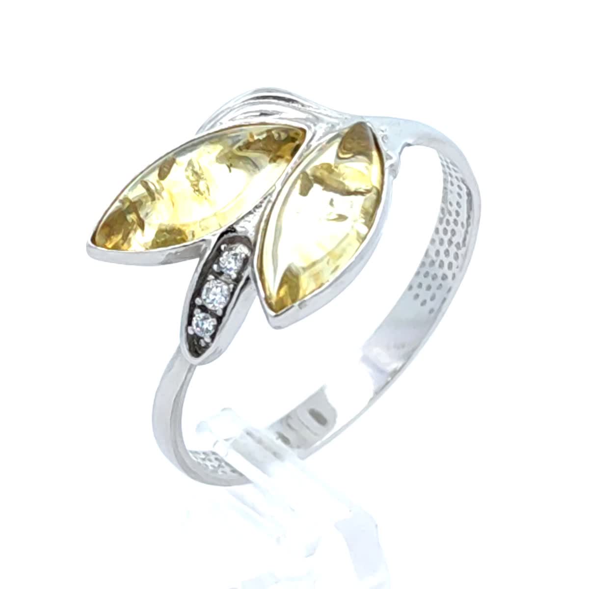 Marquise Lemon, Colorless Amber Silver Ring — DARVIN (Pre-Order)