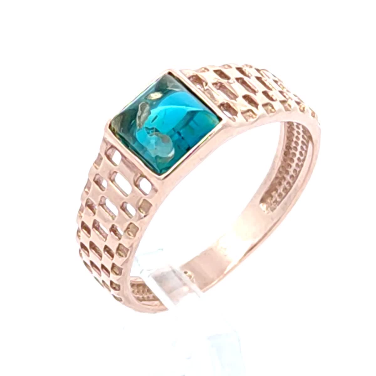 Square Greenish-Blue, Paraiba Amber Silver Ring — DARVIN (Pre-Order)