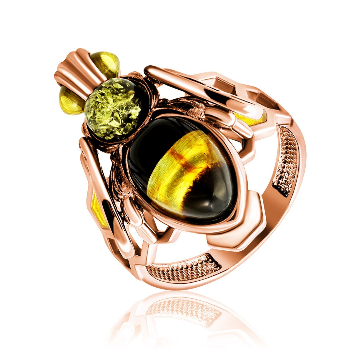 Oval Mixed Amber Silver Ring — DARVIN (Pre-Order)