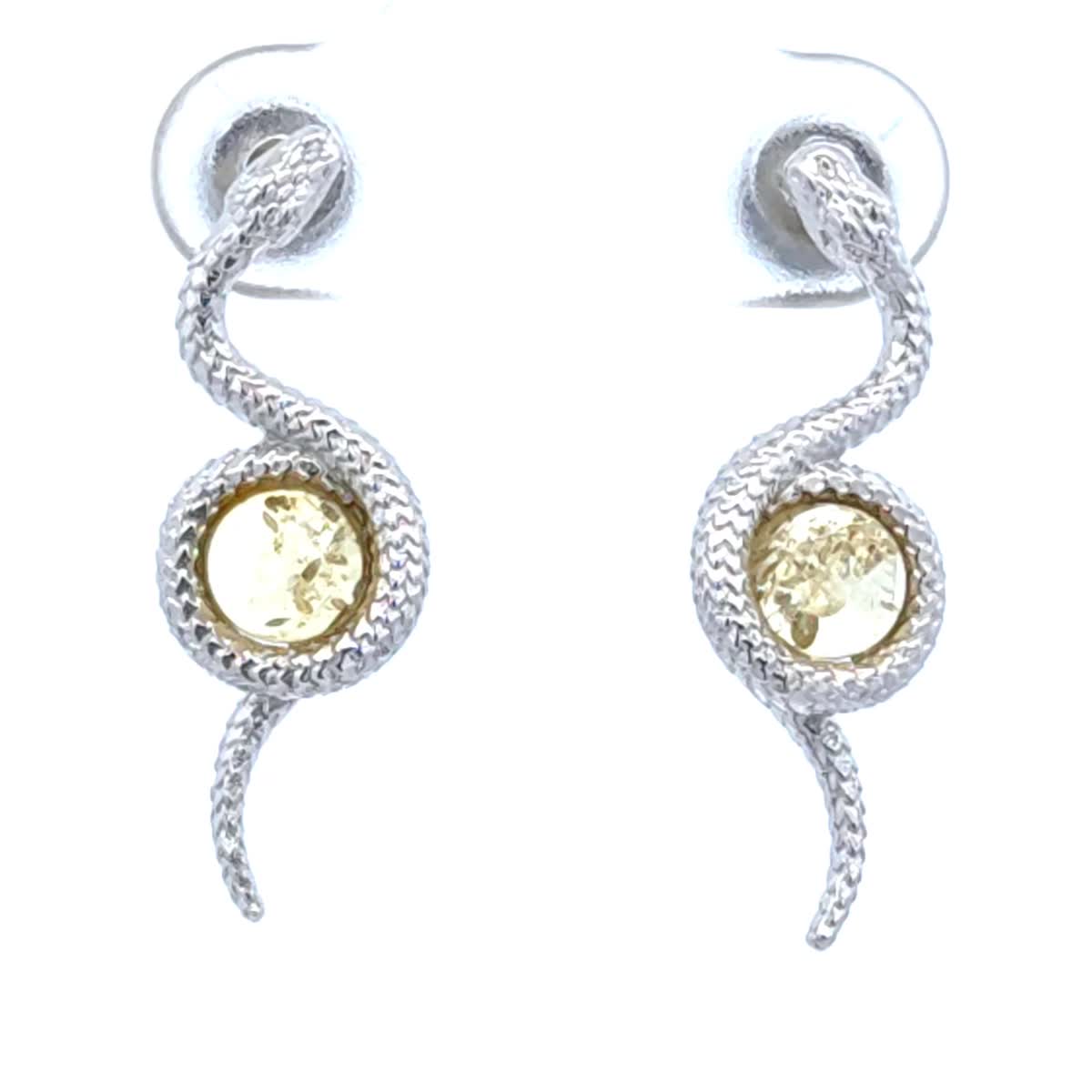 Round Lemon Amber Silver Stud Earrings — DARVIN (Pre-Order)