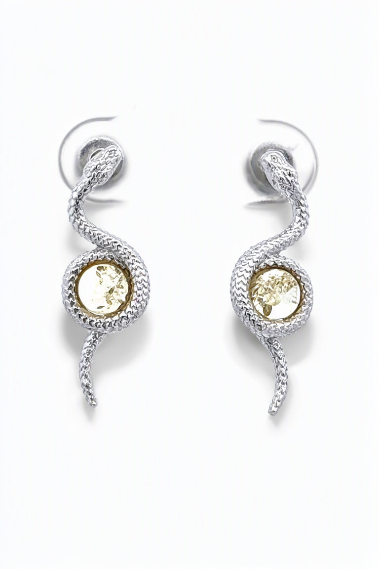 Round Lemon Amber Silver Stud Earrings — DARVIN (Pre-Order)