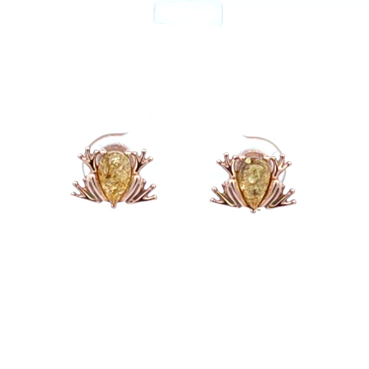 Teardrop Lemon Amber Silver Stud Earrings — DARVIN (Pre-Order)