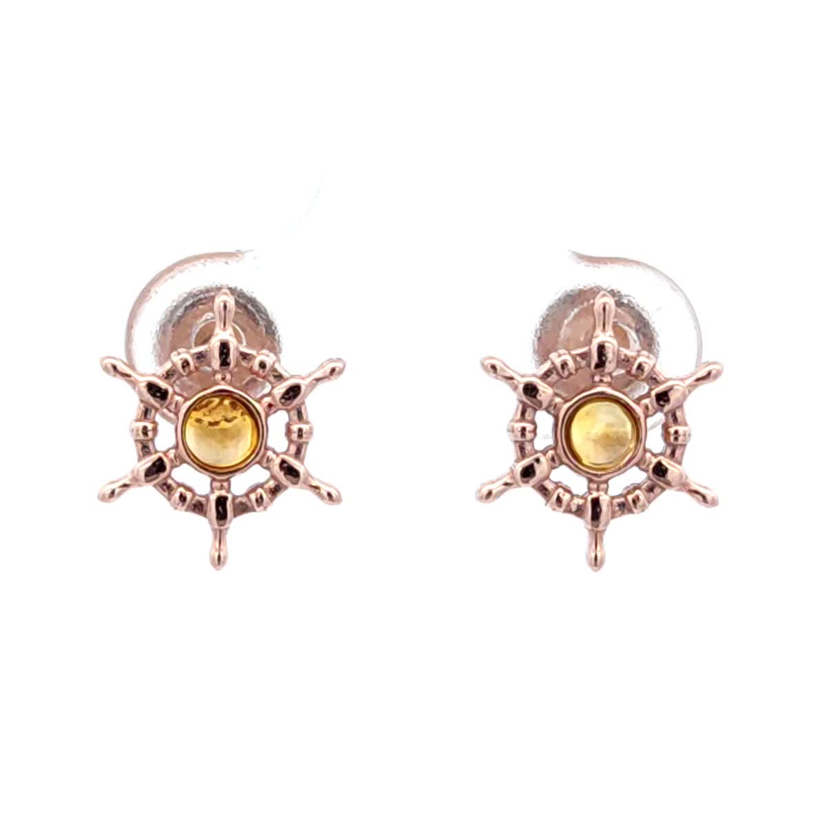 Round Lemon Amber Silver Stud Earrings — DARVIN (Pre-Order)