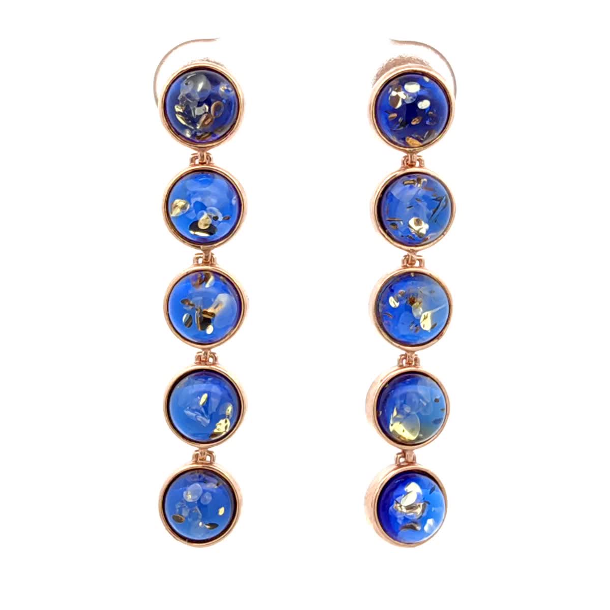 Round Sapphire Blue Amber Silver Stud Earrings — DARVIN (Pre-Order)